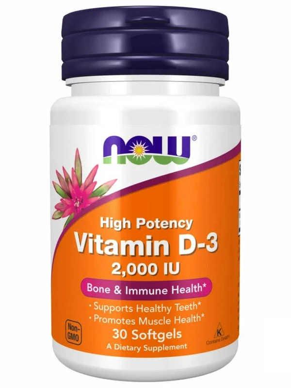 Confezione di vitamina D-3 NOW, 2000 IU, 30 softgels